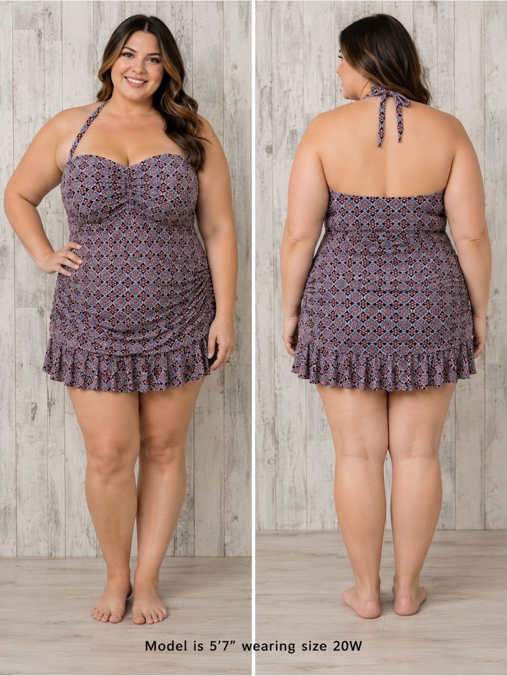 Liz Claiborne Ruched Side Halter Swimsuit 20W